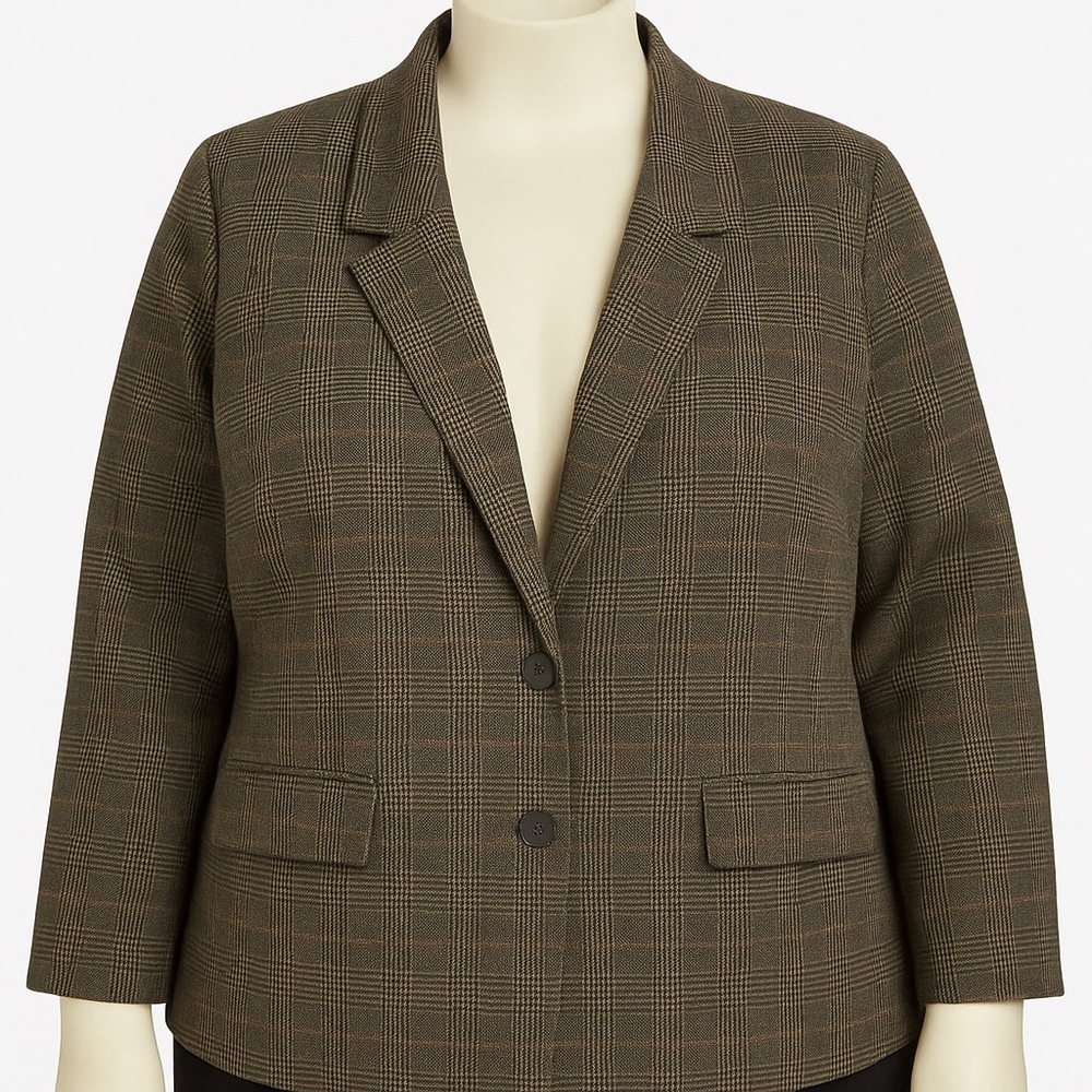 OLD NAVY WOMEN BLAZER XXL BROWN GLEN PLAID RELAXED FIT  NWT CAREER WOMEN